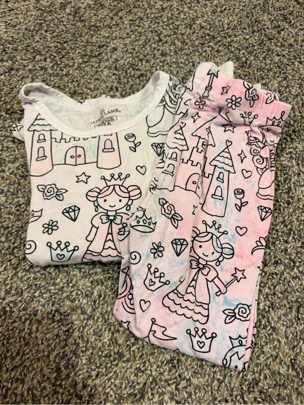 Caden Lane Color Me Princess Castle Pajama Set - Pink & White